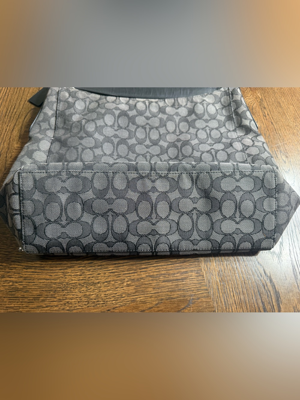 Coach East/West Celeste Hobo Shoulder Bag Purse Black Smoke Signature Canvas EUC - Picture 11 of 16